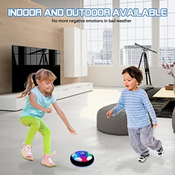 Hover Soccer Ball Toys for Boys, 2 LED Light Soccer Balls with Soft Foam Bumpers﻿, Indoor Outdoor Air Floating Hover Ball for Football Game, Kids Gifts for Age 3 4 5 6 7 8 9 10-15 Year Old Boys Girls