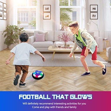 Hover Soccer Ball Toys for Boys, 2 LED Light Soccer Balls with Soft Foam Bumpers﻿, Indoor Outdoor Air Floating Hover Ball for Football Game, Kids Gifts for Age 3 4 5 6 7 8 9 10-15 Year Old Boys Girls