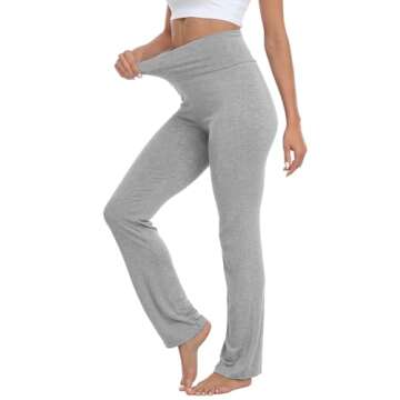 HDE Foldover Athletic Yoga Pants Gym Workout Leggings (Heather Gray, Medium)