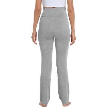 HDE Foldover Athletic Yoga Pants Gym Workout Leggings (Heather Gray, Medium)