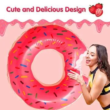 DMAR Donut Pool Floats Donut Tube Pool Doughnut Pool Float Donut Inflatables Doughnut Floatie Donut Swimming Ring for Beach Pool, 30", 1Pcs, Pink