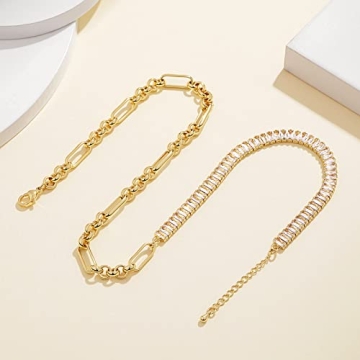 14K Gold Plated Cubic Zirconia Tennis Necklace for Women