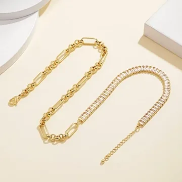 14K Gold Plated Cubic Zirconia Tennis Necklace for Women