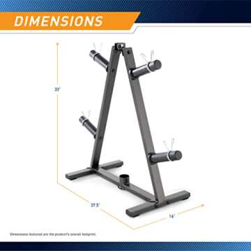 Marcy Home Gym A-frame Organizer for 2-Inch Olympic Weight Plates and Bar, 300 lbs Capacity PT-5740
