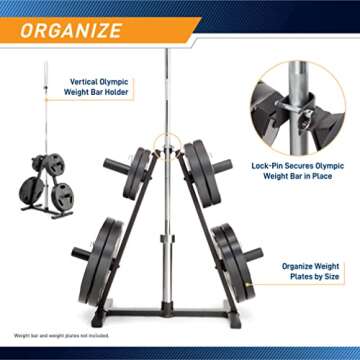 Marcy Home Gym A-frame Organizer for 2-Inch Olympic Weight Plates and Bar, 300 lbs Capacity PT-5740