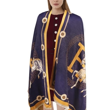 EXTREE Scarfs for Women Pashmina Silky Shawl Wrap for Evening Dressing Blanket Open Front Poncho Cape