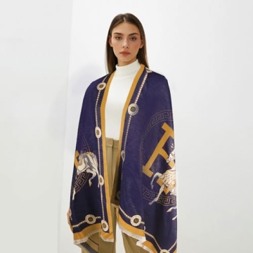 EXTREE Scarfs for Women Pashmina Silky Shawl Wrap for Evening Dressing Blanket Open Front Poncho Cape