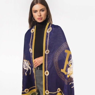 EXTREE Scarfs for Women Pashmina Silky Shawl Wrap for Evening Dressing Blanket Open Front Poncho Cape