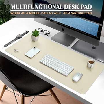 K KNODEL Mouse Pad, Waterproof Desk Mat for Desktop, Leather Desk Pad for Keyboard and Mouse, Desk P...