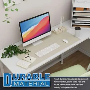 K KNODEL Mouse Pad, Waterproof Desk Mat for Desktop, Leather Desk Pad for Keyboard and Mouse, Desk Pad Protector for Office and Home (Ivory Cream, 31.5" x 15.7")