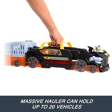 Hot Wheels Toy Car & Track, RacerVerse Batman’s Escape Chase Vehicle Transforms into 3-Lane Raceway with 1 Die-Cast Batman & 1 Joker