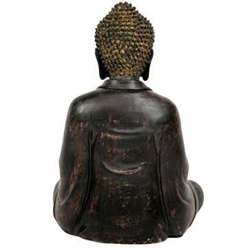 Red Lantern 9" Japanese Sitting Buddha Statue - Serenity & Style