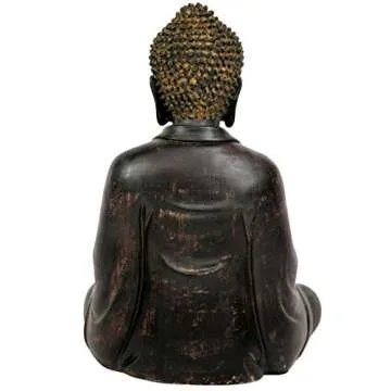 Red Lantern 9" Japanese Sitting Buddha Statue - Serenity & Style