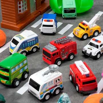 JOYIN 12 Pcs Prefilled Easter Eggs with Toys, Plastic Eggs with Alloy Pull Back Cars, Easter Basket Stuffers, Party Favors for Kids, Classroom Prize Supplies