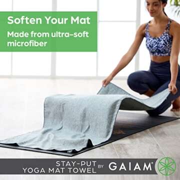 Gaiam Yoga Towel - Mat Sized Active Dry Non Slip Moisture Wicking Sweat Absorbent Microfiber Hot Yog...