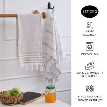 FESHKA Sand Free Turkish Beach Blanket (55 x 67) Quick Dry Bath Towel, Oversized Beach Towel, Lightw...