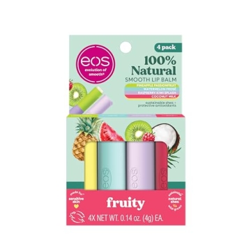eos 100% Natural Lip Balms - 4-Pack for All-Day Moisture & Delightful Flavors