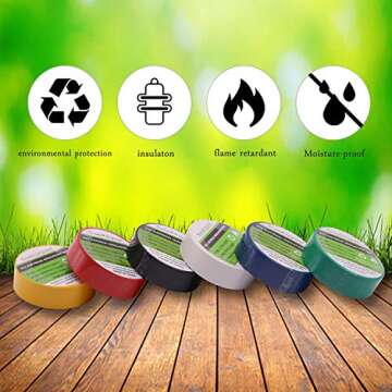 SoundOriginal Electrical Tape Colors 6 Pack 0.7-Inch by 30 Feet, Voltage Level 600V Dustproof, Adhes...