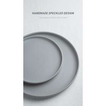 Famiware Dawn Plates and Bowls Sets, 12 Pieces Stoneware Dinnerware Sets, Dishes Set for 4, Microwave and Dishwasher Safe, Light Gray