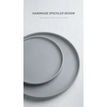 Famiware Dawn Plates and Bowls Sets, 12 Pieces Stoneware Dinnerware Sets, Dishes Set for 4, Microwave and Dishwasher Safe, Light Gray