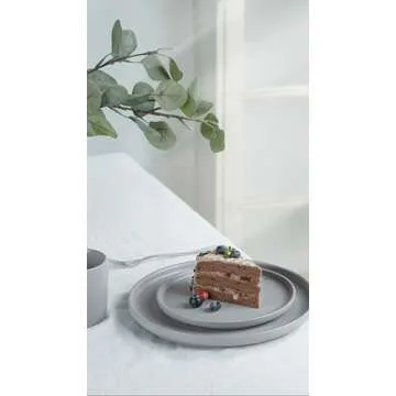 Famiware Dawn Plates and Bowls Sets, 12 Pieces Stoneware Dinnerware Sets, Dishes Set for 4, Microwave and Dishwasher Safe, Light Gray