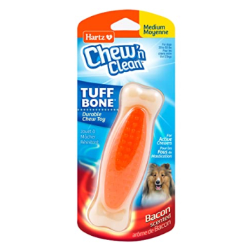 Hartz Chew 'n Clean Tuff Bone Bacon Scented Dental Dog Chew Toy - Medium
