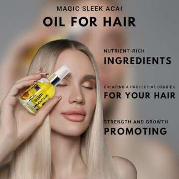 MagicSleek Acai Hair Oil 60 ml | Maracuya Oil & Buriti Oil | Hydrating & Nurishing Hair Serum To Eli...