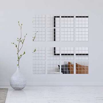 Jetec 25 Pieces Mini Size Acrylic Square Mirror Adhesive Small Square Mirror Tiles for Crafts and DIY Projects Supplies(25 Pcs,3 Inches)