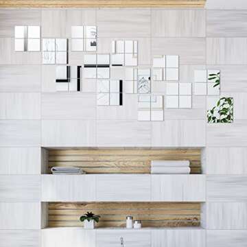 Jetec 25 Pieces Mini Size Acrylic Square Mirror Adhesive Small Square Mirror Tiles for Crafts and DIY Projects Supplies(25 Pcs,3 Inches)