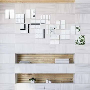 Jetec 25 Pieces Mini Size Acrylic Square Mirror Adhesive Small Square Mirror Tiles for Crafts and DIY Projects Supplies(25 Pcs,3 Inches)