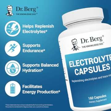 Dr. Berg Electrolyte Capsules - Electrolyte Supplements for Supporting Energy, Endurance, and Hydration - Sugar Free, No Maltodextrin, Keto Friendly - 160 Caps