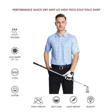 Men's Golf Polo Short Sleeve Moisture Wicking Shirt