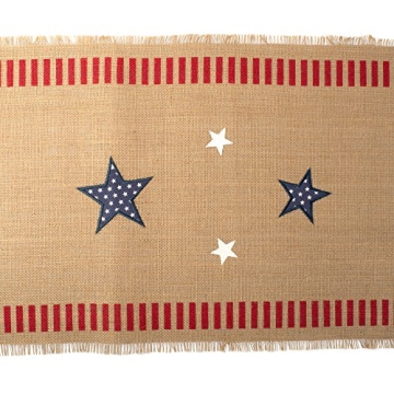 DII 5941 14x74" Jute/Burlap Table Runner, 4th of July - Perfect for Independence Day, July 4th Party, Summer BBQ and Outdoor Picnics