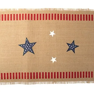 DII 5941 14x74" Jute/Burlap Table Runner, 4th of July - Perfect for Independence Day, July 4th Party, Summer BBQ and Outdoor Picnics