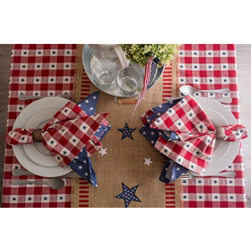 DII 5941 14x74" Jute/Burlap Table Runner, 4th of July - Perfect for Independence Day, July 4th Party, Summer BBQ and Outdoor Picnics