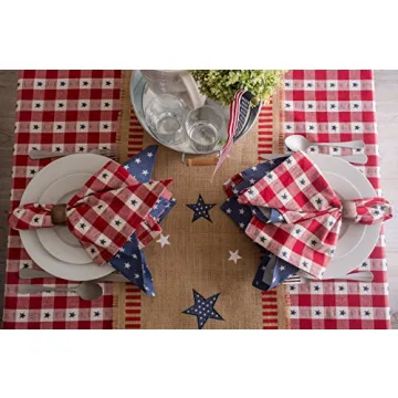 DII 5941 14x74" Jute/Burlap Table Runner, 4th of July - Perfect for Independence Day, July 4th Party, Summer BBQ and Outdoor Picnics