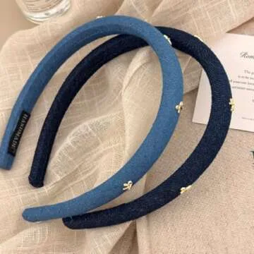 TEBIEKOY Denim Bow Headbands for Women & Girls