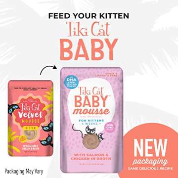 Tiki Cat Baby, Salmon & Chicken, Grain-Free and Nutrient Rich, Wet Cat Food for Kittens 4 Weeks+, 2....