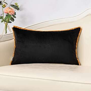 Yangest Black and Gold Rectangle Pillow Cover Cut Velvet Leopard Print Cushion Cover Luxury Modern P...