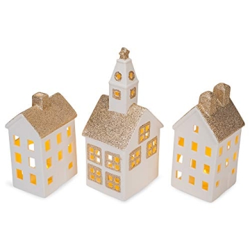 Gorgeous White Glitter LED Village Set for Christmas