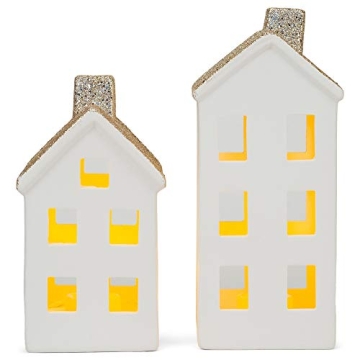 Gorgeous White Glitter LED Village Set for Christmas