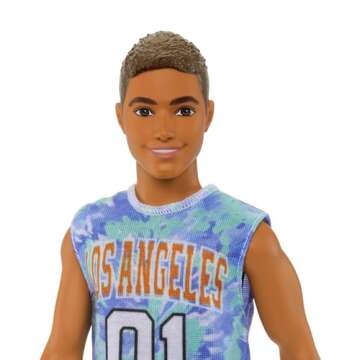 Barbie Fashionistas Ken Fashion Doll #212 with Prosthetic Leg Wearing Removable Los Angeles Jersey, Purple Shorts & Sneakers