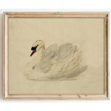 Kizbok Vintage Wall Art Decor Classical Swan Canvas Prints Farmhouse Wall Decor Rustic Watercolor Sw...