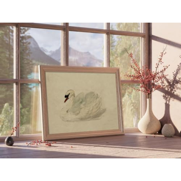 Vintage Swan Canvas Prints for Aesthetic Home Decor