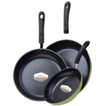 Ozeri Frying Pan 3-Piece Set (8", 10", 12") – 100% PTFE PFC, APEO, GenX, NMP and NEP-Free German-Made Coating, Green