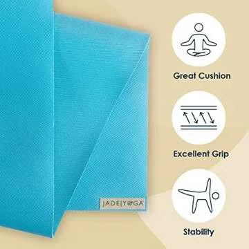 JadeYoga Harmony Yoga Mat - Eco-Friendly Non-Slip Rubber for All Yoga Levels & Home Workouts (Sky Bl...