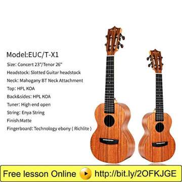 Enya Tenor Ukulele 26 Inch Beginner Kit with Comprehensive Bundle for Every Musician