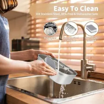 Geveniss Electric Lunch Box Food Heater - 80W Fast Heating Lunch Box (12V/24V/110V) - Dual 1.5L SS Containers - Portable Food Warmer for Car, Truck, Office, Travel Use - Ideal for Men, Women, Adults