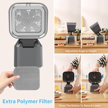 Portable Range Hood, Portable Exhaust Fan for Kitchen with Adjustable Angle Height & 3 Detachable Filters, Portable Desktop Vent for Cooking Indoor BBQ, Hot Pot