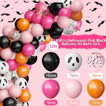 OuMuaMua Halloween Party Balloons Set with 3D Bats